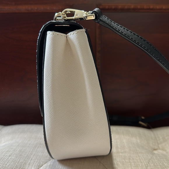 Kate Spade Cameron Street Glitter Small Byrdie in Black & White Crossbody - Picture 3 of 10